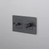 Interrupteur*Buster & Punch Interrupteur, Buster, Double horizontal, Bronze fumé, Va-et-vient x1, Variateur x1, Bronze fumé, L16,1cm, H9cm -