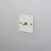 Interrupteur, Buster, Simple, Blanc, Va-et-vient x1, Laiton, L9cm, H9cm - Buster & Punch