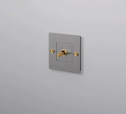 Interrupteur, Buster, Simple, Acier, Va-et-vient x1, Laiton, L9cm, H9cm - Buster & Punch