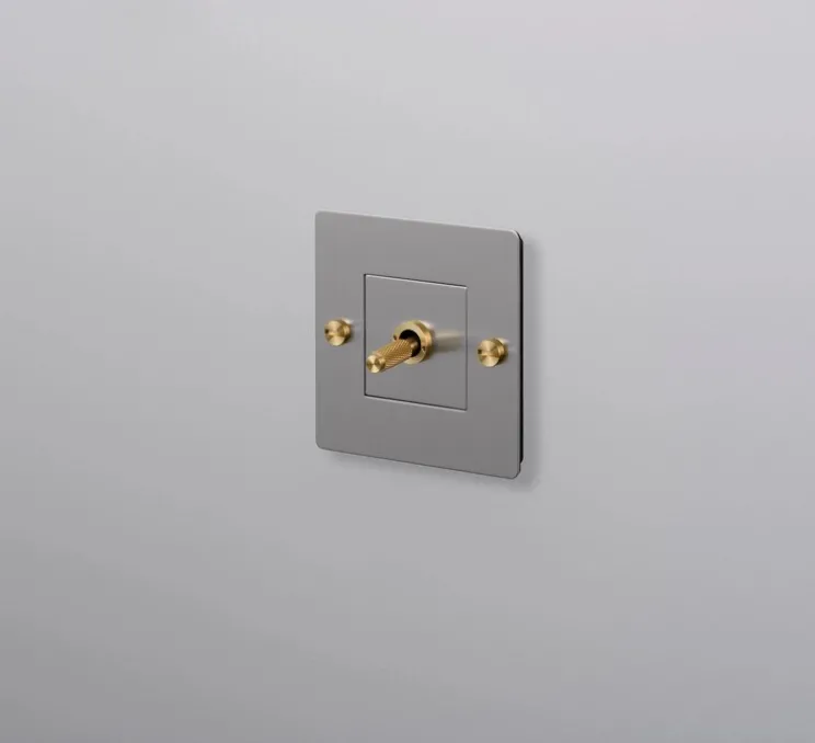 Interrupteur, Buster, Simple, Acier, Va-et-vient x1, Laiton, L9cm, H9cm - Buster & Punch