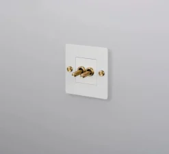 Interrupteur, Buster, Simple, Blanc, Va-et-vient x2, Laiton, L9cm, H9cm - Buster & Punch