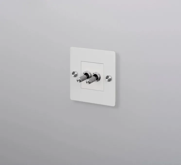 Interrupteur, Buster, Simple, Blanc, Va-et-vient x2, Acier, L9cm, H9cm - Buster & Punch