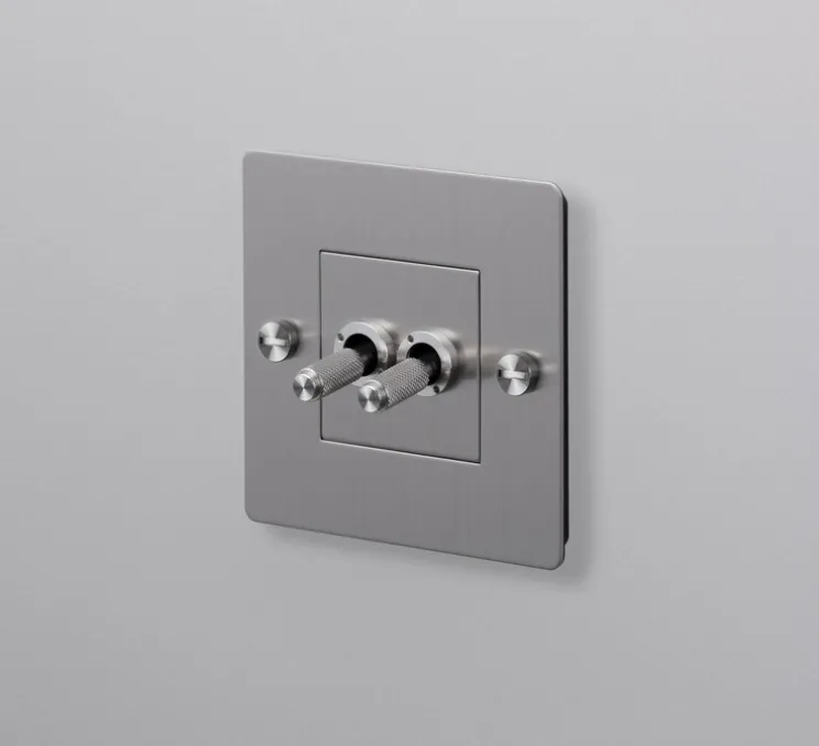 Interrupteur, Buster, Simple, Acier, Va-et-vient x2, Acier, L8,8cm, H8,8cm - Buster & Punch