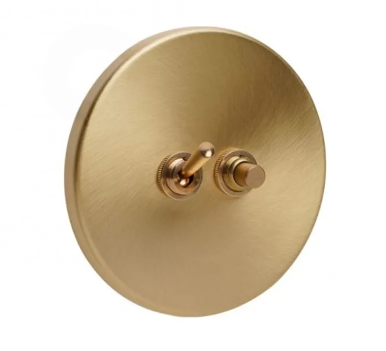 Interrupteur*Zangra Interrupteur, Color, Simple, Laiton, Va-et-vient x1, Poussoir x1, Laiton, L10cm, H10cm -