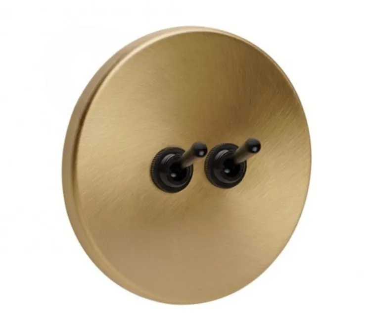 Interrupteur, Color, Simple, Laiton, Va-et-vient x2, Noir, L10cm, H10cm - Zangra