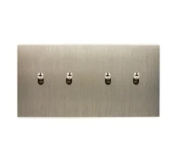 Interrupteur*Modelec Interrupteur, Confidence, Double horizontal, Acier, Va-et-vient x2, Va-et-vient x2, Acier, L15,1cm, H8cm -