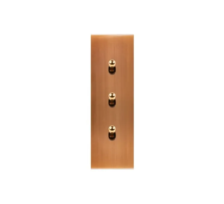 Interrupteur, Confidence, Etroit-long, Vieux bronze, Va-et-vient x3, Laiton, L4cm, H12,5cm - Modelec