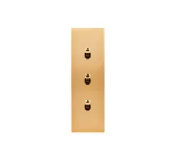 Interrupteur*Modelec Interrupteur, Confidence, Etroit-long, Laiton brossé, Poussoir x1, Poussoir x1, Va-et-vient x1, Laiton, L4cm, H12cm -