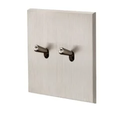 Interrupteur, Confidence, Simple, Acier brossé, Va-et-vient x2, Acier, L8cm, H8cm - Modelec