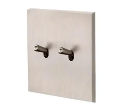 Interrupteur, Confidence, Simple, Acier brossé, Va-et-vient x2, Acier, L8cm, H8cm - Modelec