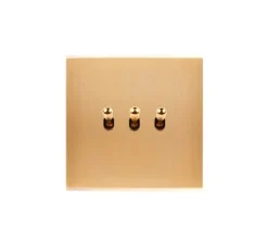 Interrupteur*Modelec Interrupteur, Confidence, Simple, Laiton brossé, Va-et-vient x2, Poussoir x1, Laiton, L8cm, H8cm -
