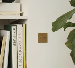 Interrupteur*Modelec Interrupteur, Confidence, Simple, Laiton brossé, Va-et-vient x1 et Poussoir x1, L8cm, H8cm -