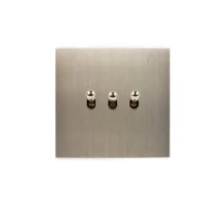 Interrupteur, Confidence, Simple, Acier brossé, Va-et-vient x2, Poussoir x1, Acier, L8cm, H8cm - Modelec