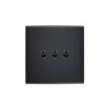 Interrupteur, Confidence, Simple, Noir mat, Va-et-vient x2, Poussoir x1, Noir, L8cm, H8cm - Modelec