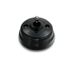 Interrupteur*Fontini Interrupteur, Dimbler, Simple, Porcelaine noir, Poussoir x1, Sans passe-câble, Nickel noir, L8,5cm, H9,4cm -