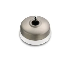 Interrupteur, Dimbler, Simple, Porcelaine blanc avec dôme nickel satiné, Va-et-vient x1, Sans passe-câble, Chromé brillant, L6,6cm, H6,6cm - Fontini