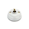 Interrupteur, Dimbler, Simple, Porcelaine blanc, Va-et-vient x1, Sans passe-câble, Doré, L6,45cm, H6,45cm - Fontini