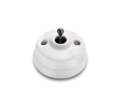 Interrupteur, Dimbler, Simple, Porcelaine blanc, Va-et-vient x1, Sans passe-câble, Nickel noir, L6,6cm, H6,6cm - Fontini