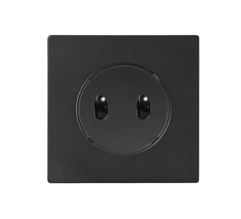 Interrupteur*Fontini Interrupteur, DOM, Simple, Noir mat, Va-et-vient x1 et Poussoir x1, Noir, L8,6cm, H8,6cm -