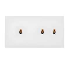 Interrupteur, Désir, Double horizontal, Blanc soft touch, Va-et-vient ou poussoir x1, Va-et-vient ou poussoir x2, Doré, L15,2cm, H8cm - Modelec