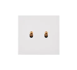 Interrupteur*Modelec Interrupteur, Désir, Simple, Blanc mat, Volet roulant poussoir x2, Laiton, L8cm, H8cm -