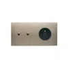 Prise|Interrupteur*Modelec Interrupteur et Prise, Confidence, Double horizontal, Acier brossé, Va-et-vient x2, Prise-2P+T x1, Acier, L15,1cm, H8cm -