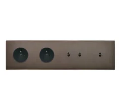 Prise|Interrupteur*Modelec Interrupteur et Prise, Confidence, Quadruple horizontal, Canon de fusil, Prise-2P+T, x2, Va-et-vient ou poussoir x2, Va-et-vient ou poussoir x1, Noir, L29,3cm, H8cm -