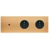 Prise|Interrupteur*Modelec Interrupteur et Prise, Confidence, Triple horizontal, Laiton brossé, Va-et-vient ou poussoir x1, Prise-2P+T x2, Laiton, L22,2cm, H8cm -