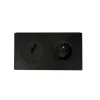 Interrupteur et Prise, DOM, Double horizontal, Noir mat, Va-et-vient x1, Prise-2P+T x1, Noir mat, L15,7cm, H8,6cm - Fontini