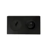 Prise|Interrupteur*Fontini Interrupteur et Prise, DOM, Double horizontal, Noir mat, Poussoir x1, Prise-2P+T x1, Noir mat, L15,7cm, H8,6cm -