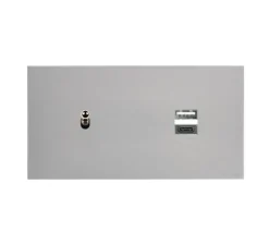 Prise|Interrupteur*Modelec Interrupteur et Prise, Désir, Double horizontal, Aluminium mat, Va-et-vient ou poussoir x1, Acier, Prise-USB A/C x1, L15,1cm, H8cm -