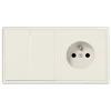 Prise|Interrupteur*Jung Interrupteur et Prise, LS 990, Double horizontal, Ivoire, Va-et-vient x2, Prise-2P+T x1, Ivoire, L15,2cm, H8,1cm -
