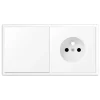 Prise|Interrupteur*Jung Interrupteur et Prise, LS 990, Double horizontal, Blanc mat, Va-et-vient x1, Prise-2P+T x1, Blanc mat, L15,2cm, H8,1cm -