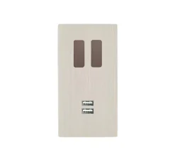 Prise|Interrupteur*Modelec Interrupteur et Prise, M, Double vertical, Nickel brossé, Va-et-vient ou poussoir x2, Canon de fusil, Prise USB A/C x1, L8cm, H15,1cm -