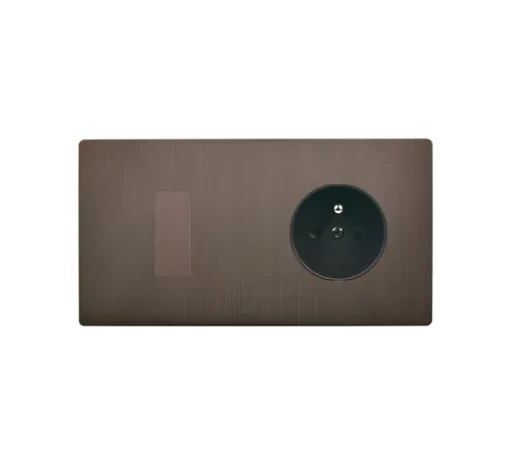 Prise|Interrupteur*Modelec Interrupteur et Prise, M, Double horizontal, Canon de fusil, Va-et-vient ou poussoir x1, Prise-2P+T x1, Canon de fusil, L15,1cm, H8cm -
