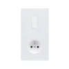 Prise|Interrupteur*Modelec Interrupteur et Prise, M, Double vertical, Blanc mat, Va-et-vient ou poussoir x1, Prise-2P+T x1, Blanc, L8cm, H15,1cm -