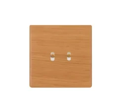 Interrupteur, Hitera, Simple, Chêne clair, Va-et-vient ou poussoir x2, Doré, L8,5cm, H8,5cm - Modelec