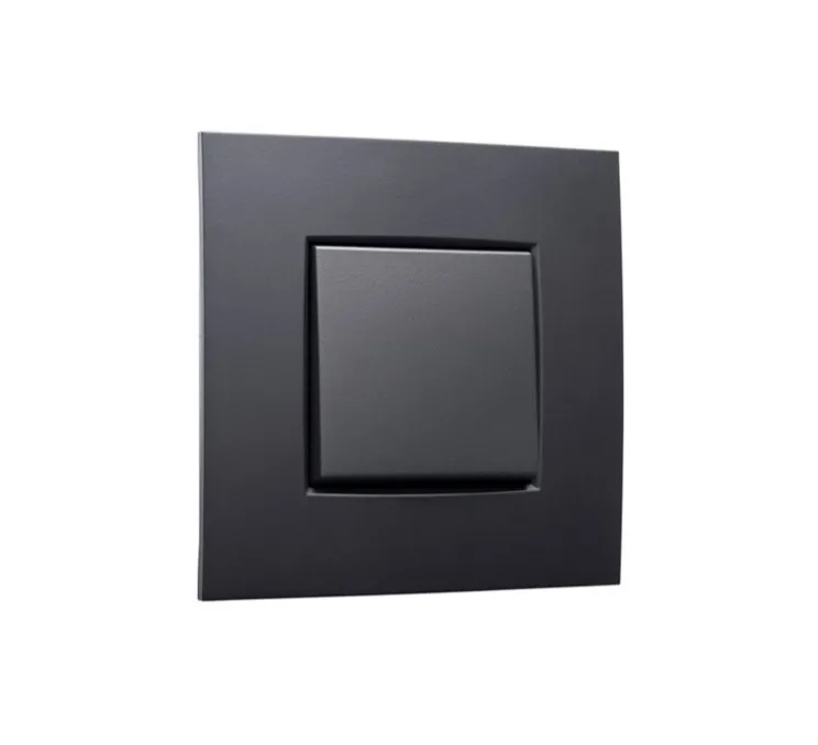 Interrupteur, Intense, Simple, Anthracite coated, Va-et-vient x1, Anthracite coated, L8,5cm, H8,5cm - Niko