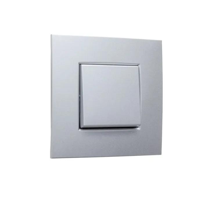 Interrupteur, Intense, Simple, Sterling coated, Va-et-vient x1, Sterling coated, L8,5cm, H8,5cm - Niko