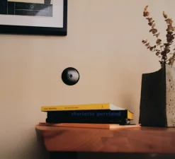 Interrupteur*Modelec Interrupteur, Iris, Simple, Porcelaine noir, Va-et-vient ou Poussoir, Acier, L8cm, H8cm -