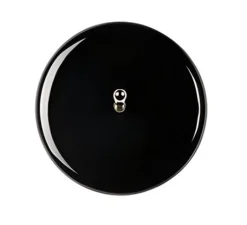 Interrupteur*Modelec Interrupteur, Iris, Simple, Porcelaine noir, Va-et-vient ou Poussoir, Acier, L8cm, H8cm -