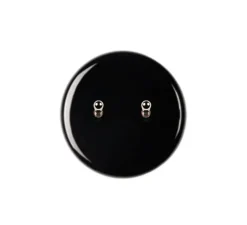Interrupteur*Modelec Interrupteur, Iris, Simple, Porcelaine noir, Va-et-vient ou poussoir x2, Acier, L8cm, H8cm -