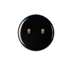 Interrupteur, Iris, Simple, Porcelaine noir, Va-et-vient ou poussoir x2, Laiton, L8cm, H8cm - Modelec