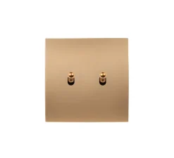 Interrupteur, Karo, Simple, Doré satin, Va-et-vient ou poussoir x2, Doré, L8,5cm, H8,5cm - Modelec