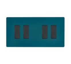 Interrupteur*Modelec Interrupteur, M, Double horizontal, Bleu gris mat, Va-et-vient ou poussoir x2, Va-et-vient ou poussoir x2, Acier verni, L15,1cm, H8cm -
