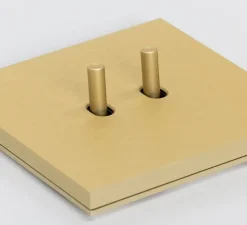 Interrupteur, Toggle, Simple, Alu gold brushed, Va-et-vient x2, Alu gold brushed, L9,5cm, H9,5cm - Niko