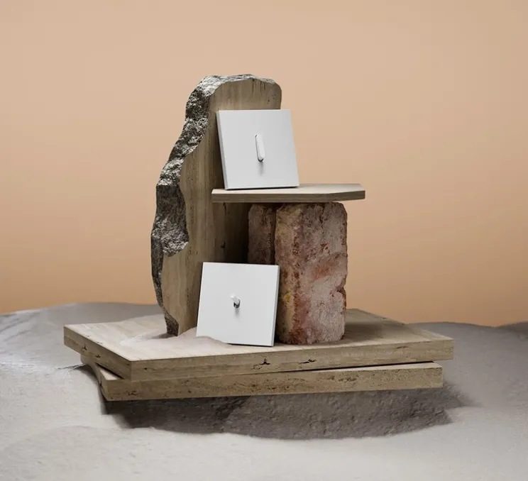 Interrupteur, Toggle, Simple, Steel white coated, Va-et-vient x1, Steel white coated, L9,5cm, H9,5cm - Niko