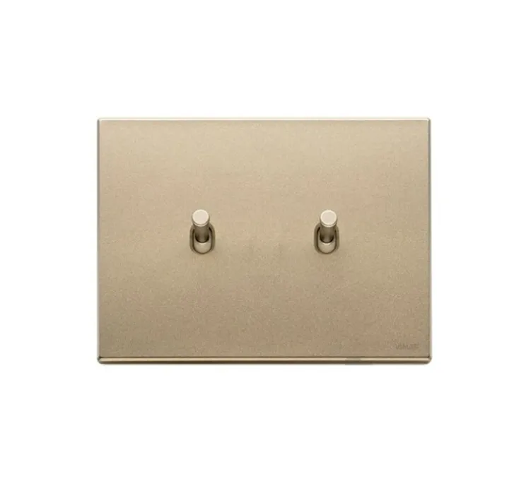 Interrupteur, Vintage, Simple, Or satiné, Poussoir x2, Or satiné, L12,5cm, H9,5cm - Vimar