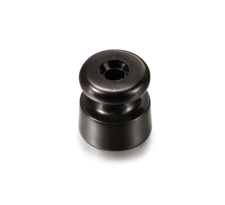Prise*Fontini Isolateur pour câble tressé, Garby, Porcelaine marron, Paquet de 5 pièces, L10cm, H4,2cm -