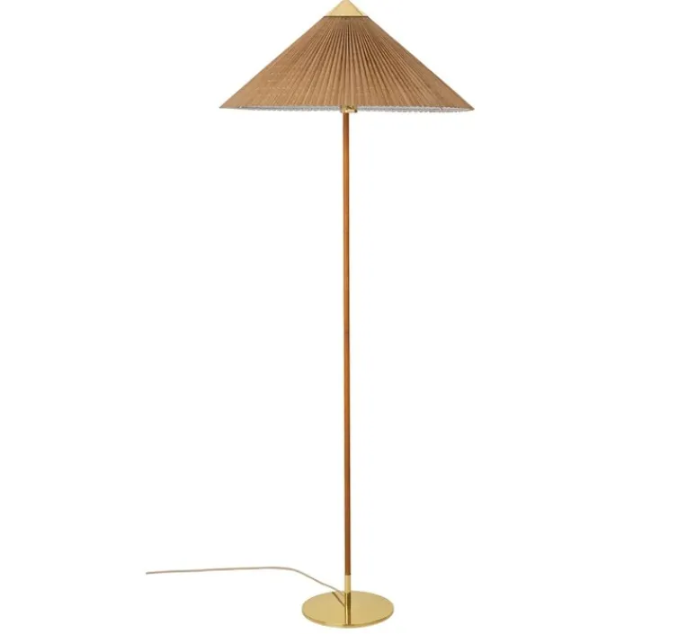 Lampadaire*Gubi Lampadaire, 9602, , Ø63cm, H153,5cm - abat-jour bamboo, laiton